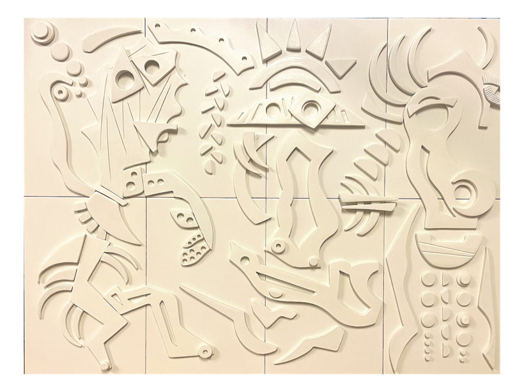 Portrait de famille, céramique patinée, 60x80cm, 2023